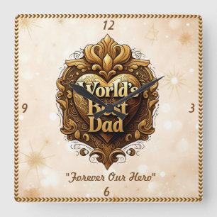 Relógio Quadrado "Coração de Dourado"