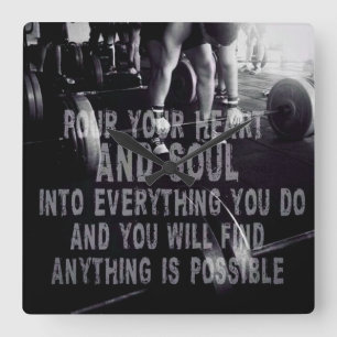 Relógio Quadrado Coração e Alma - Motivação do Workout