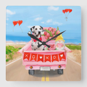 Relógio Quadrado Corações de Caminhões de Dias de os namorados de C