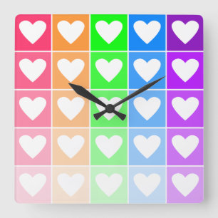 Relógio Quadrado Corações do Sol