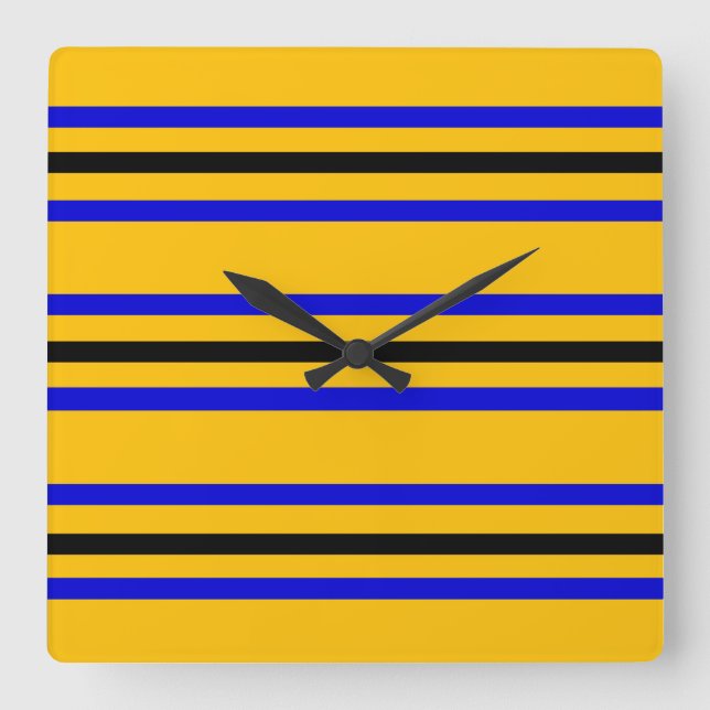 Relógio Quadrado Cores da bandeira de Barbados (Frente)
