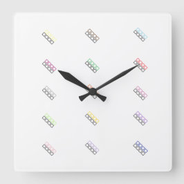 Relógio Quadrado cores da organização design geométrico