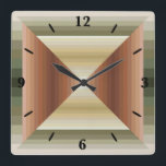 Relógio Quadrado Cores De Arte Marrom, Verde E Tan Riscada<br><div class="desc">Relógio de Parede Quadrado, decoração de arte de parede e acessório de decoração para casas impressos com cores de design de padrão castanho, verde e castanho e seleção de produtos pela coleção de OFabricSeal em Zazzle.com #ZazzleMade Linhas de padrão repetitivas horizontais e verticais stripes geométricas cruzadas para baixo para seções...</div>