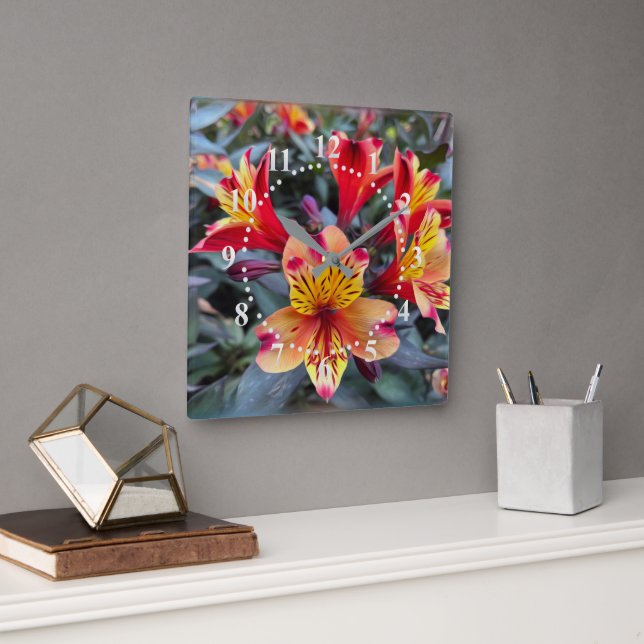 Relógio Quadrado Cores do verão (Escritório)