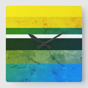 Relógio Quadrado Cores Naturais Retângulos Horizontais Familiares