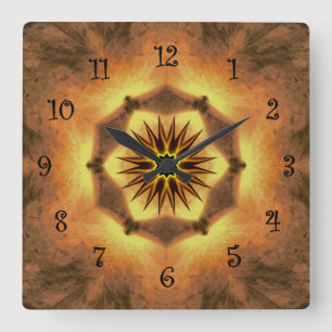 Relógio Quadrado Cores Tuscanas ~ Dourado, Russet, Branco 71