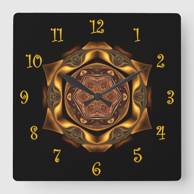 Relógio Quadrado Cores Tuscanas ~ Lindos Exóticos e Misteriosos ~ (Frente)