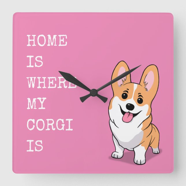 Relógio Quadrado Corgi (Frente)