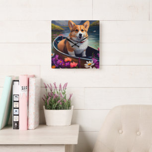 Relógio Quadrado Corgi de Remo: Uma Aventura Cênica