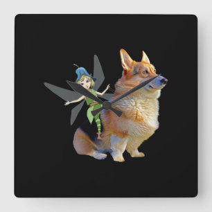 Relógio Quadrado Corgi & Fairy - Funny Pembroke Welsh Corgi