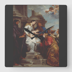 Relógio Quadrado Coroação de Santa Rosália por Anthony van Dyck