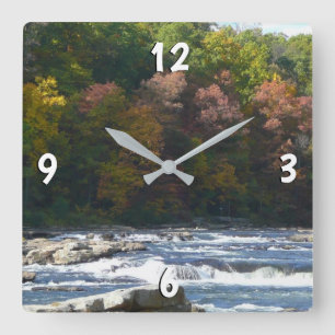 Relógio Quadrado Corredeiras do rio Ohiopyle no outono da Pensilvân