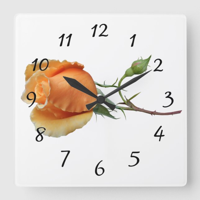 Relógio Quadrado Corte de rosa solteiro (Frente)