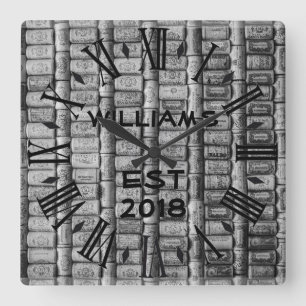 Relógio Quadrado Cortiça personalizada elegante do vinho