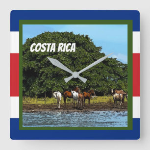 Relógio Quadrado Costa Rica - Cavalos pela Água