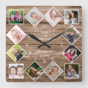 Relógio Quadrado Cota Personalizada De 12 Quadros Fotográficos De 