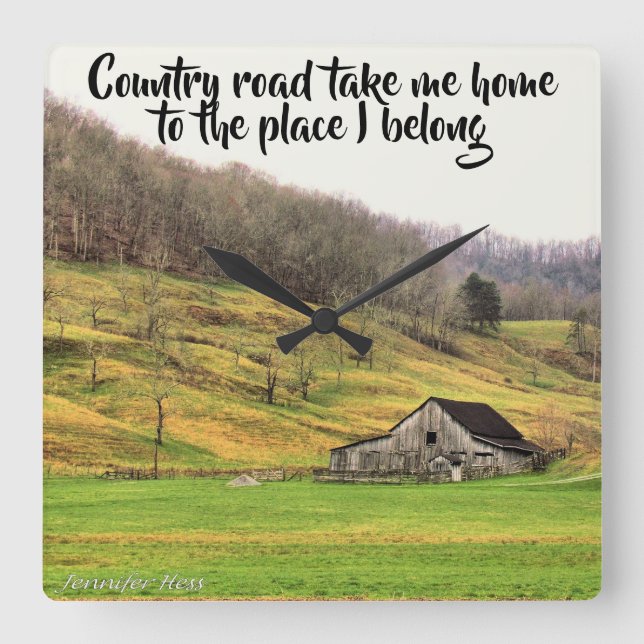 Relógio Quadrado Country Road Me Leva Para Casa (Frente)