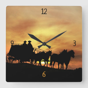 Relógio Quadrado Country Western Stagecoach
