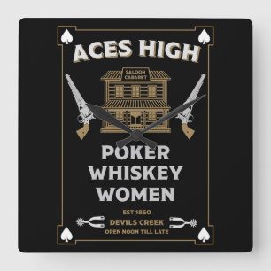 Relógio Quadrado Cowboy American Frontier Saloon