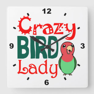 Relógio Quadrado Crazy bird lady