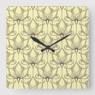 Relógio Quadrado Cream Padrão Floral