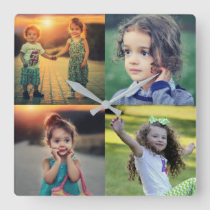 Relógio Quadrado Create your own family photo collage keepsake