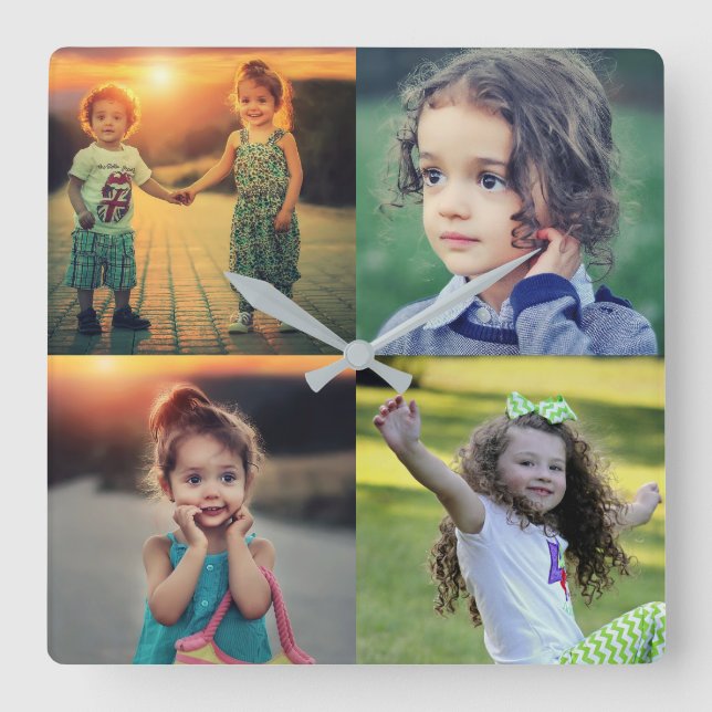 Relógio Quadrado Create your own family photo collage keepsake (Frente)
