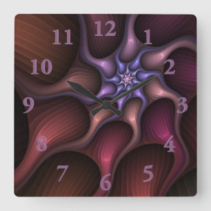 Relógio Quadrado Crescimento mágico - Fractal Abstrato moderno col