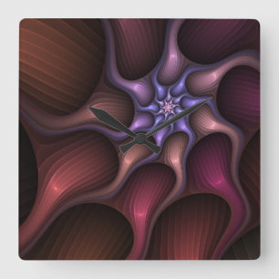 Relógio Quadrado Crescimento mágico - Fractal Abstrato moderno colo