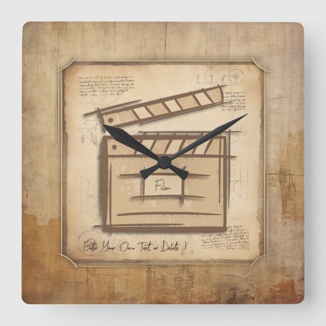 Relógio Quadrado Criador de filmes, ator, diretor de cinema, ideia  (Frente)