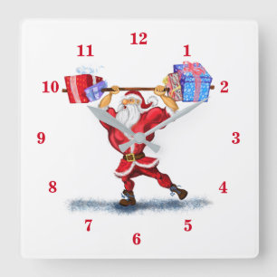 Relógio Quadrado Criador de Porcos Papai Noel com presentes de Nata