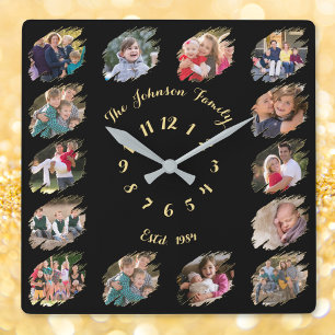 Relógio Quadrado Criar Colagem de Fotos Personalizadas da Família