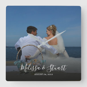 Relógio Quadrado Criar seu próprio casamento pessoal da foto