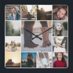 Relógio Quadrado Criar um Modelo de Colagem de Fotografias Personal<br><div class="desc">13 Modelo de Foto e Texto ...  simplesmente adicione suas próprias fotografias a este relógio da parede do excelente ...  fácil de personalizar ...  relógio personalizável de modelo de foto de Ricaso - ideias-presentes perfeitas</div>