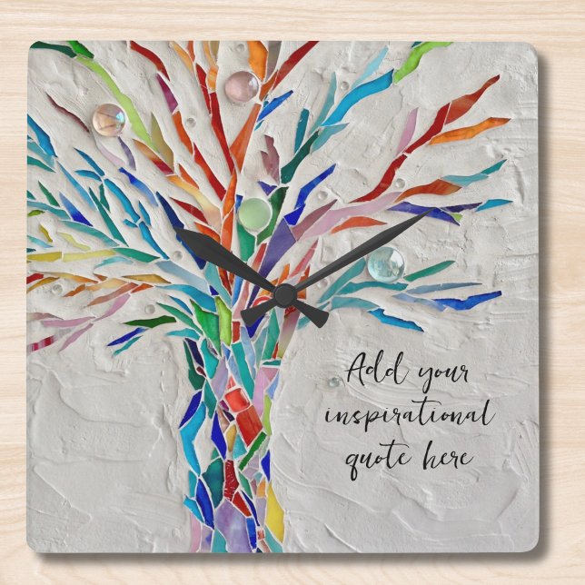 Relógio Quadrado Crie a sua própria citação Inspiracional (Criador carregado)