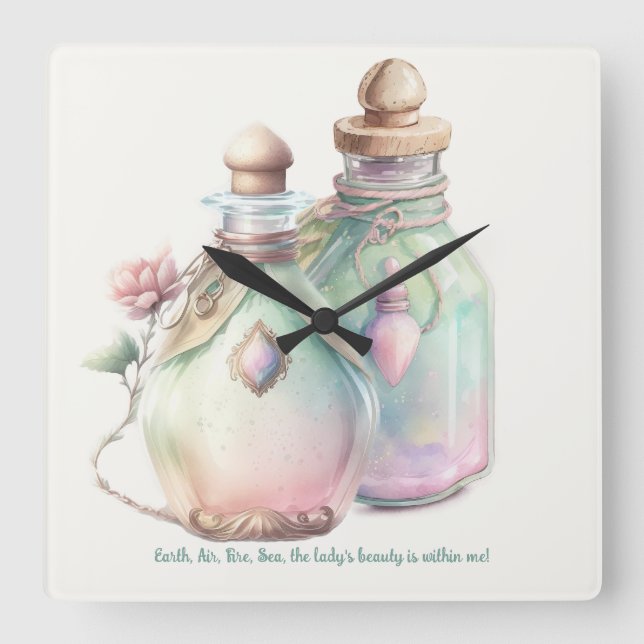 Relógio Quadrado Crie As Suas Garrafas De Perfume (Frente)