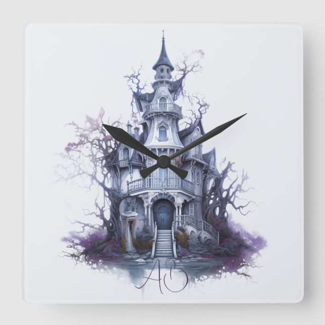 Relógio Quadrado Crie Seu Próprio Castelo Assombrado (Frente)