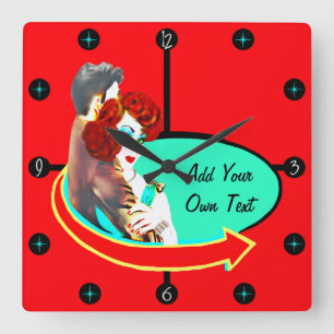 Relógio Quadrado Crie Seu Próprio Jantar De 50 De Vintagem Retroati