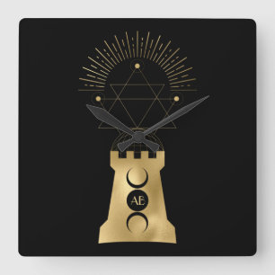 Relógio Quadrado Crie seu próprio Tarot da Torre da Moon Arcana Dou