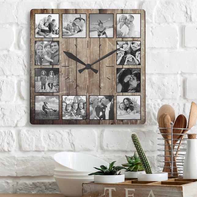 Relógio Quadrado Crie seu quartel-general russo de colagem de fotos (Criador carregado)
