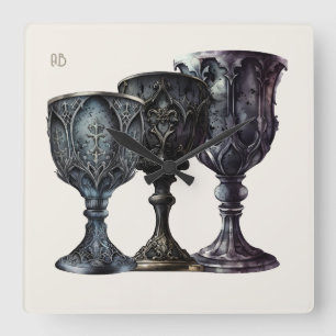 Relógio Quadrado Crie seus próprios chalices góticos em preto