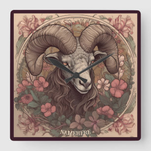 Relógio Quadrado Crie sua própria arte Nouveau Aries Zodiac