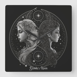 Relógio Quadrado Crie sua própria astrologia mística Gemini Zodiac