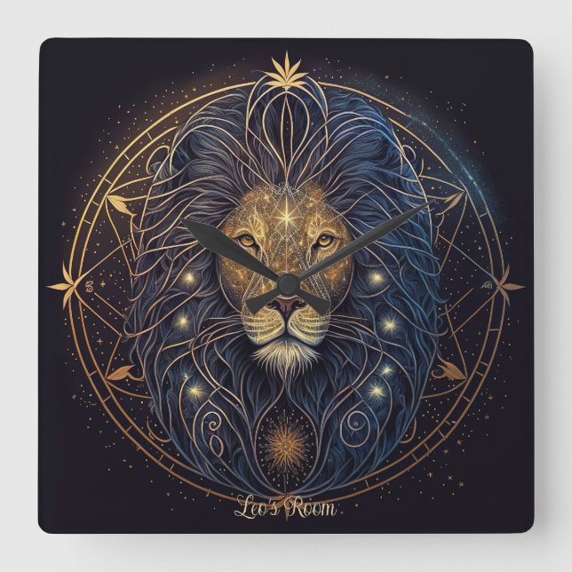 Relógio Quadrado Crie sua própria astrologia mística Leo Zodiac (Frente)