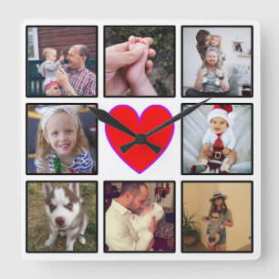 Relógio Quadrado Crie sua própria colagem personalizada de fotos