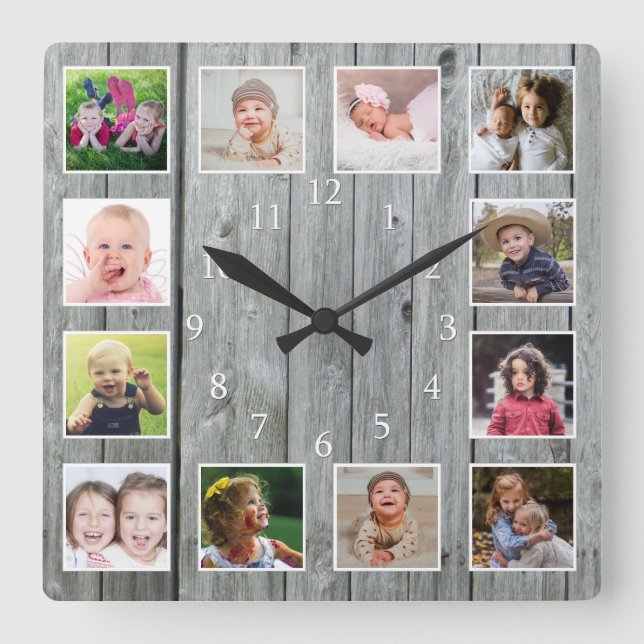 Relógio Quadrado Crie Sua Própria Floresta De Cinzas Rústicas De Co (Frente)
