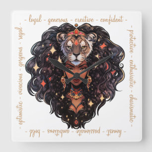 Relógio Quadrado Crie Sua Própria Mulher Afro-Americana Leão