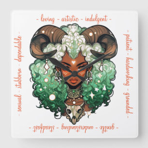 Relógio Quadrado Crie Sua Própria Mulher Afro-Americana Touro