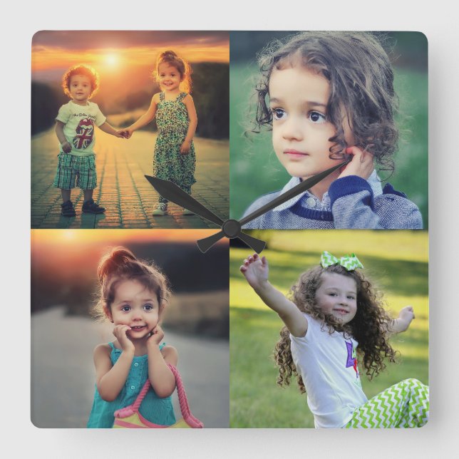 Relógio Quadrado Crie sua própria tendência de colagem de fotos da  (Frente)