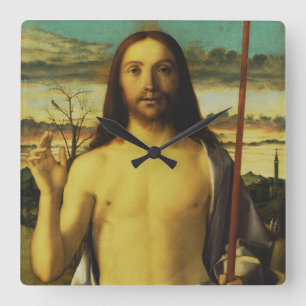 Relógio Quadrado Cristo Abençoando de Giovanni Bellini